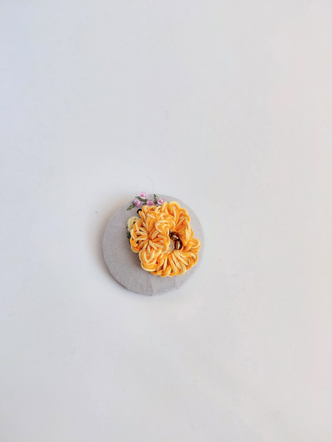 orange Flower Brooch 037- Handcrafted Statement Jewelry