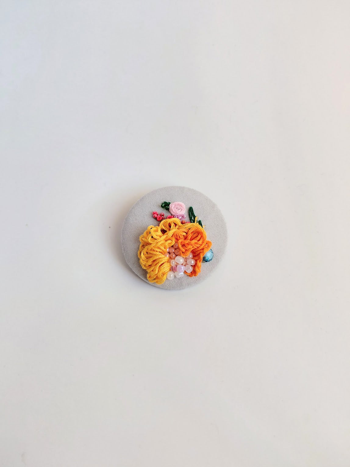 orange Flower Brooch 038- Handcrafted Statement Jewelry