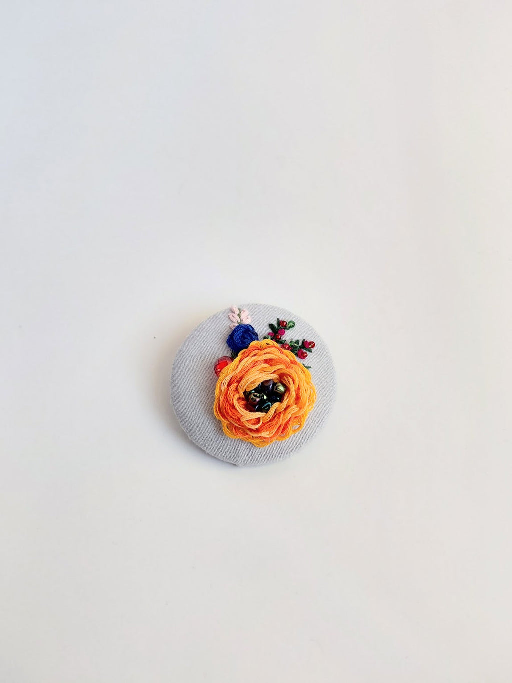 orange Flower Brooch 039- Handcrafted Statement Jewelry