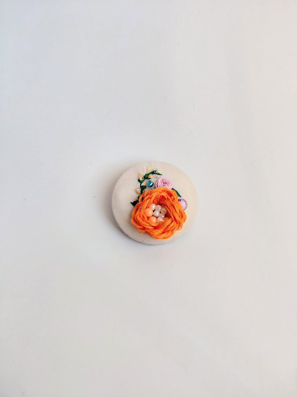 orange Flower Brooch 040- Handcrafted Statement Jewelry