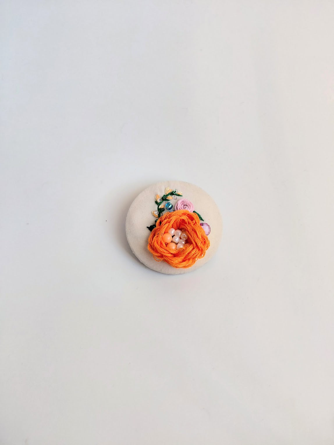 orange Flower Brooch 040- Handcrafted Statement Jewelry