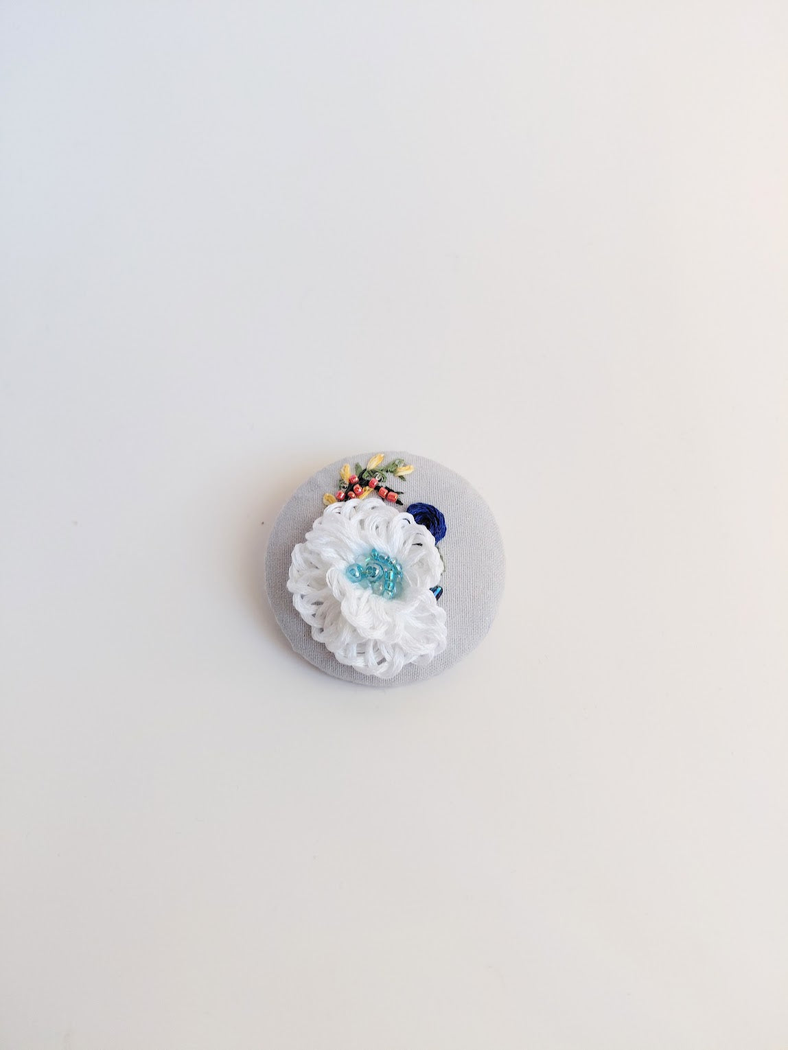 white flower brooch 014- Handcrafted Statement Jewelry