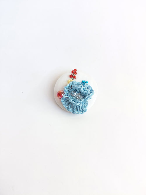 blue flower brooch 003- Handcrafted Statement Jewelry