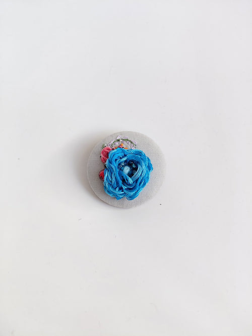 blue flower brooch 054- Handcrafted Statement Jewelry