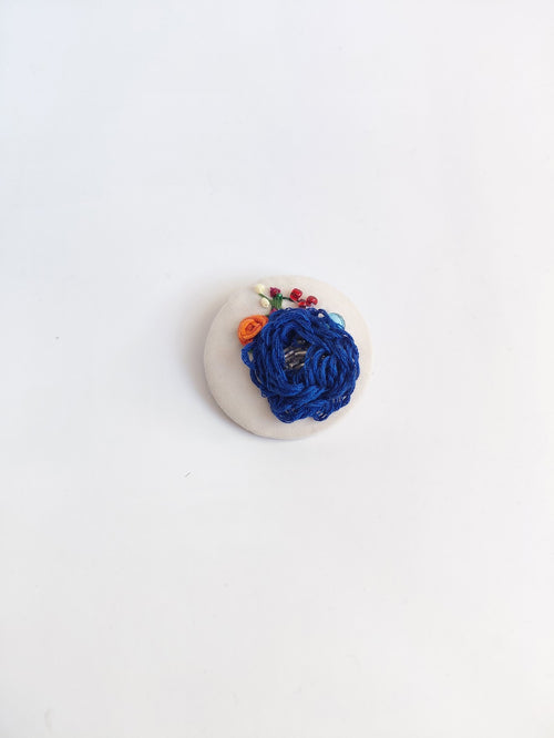blue flower brooch 057- Handcrafted Statement Jewelry