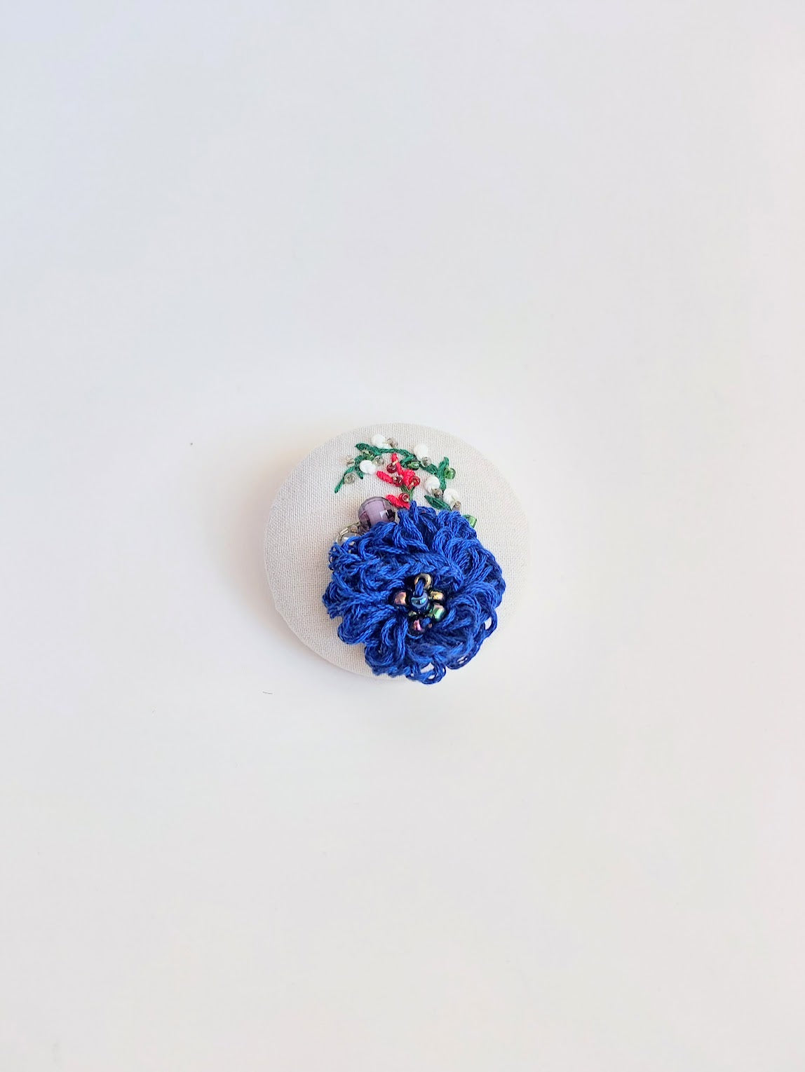 blue flower brooch 058- Handcrafted Statement Jewelry