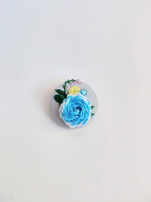 blue flower brooch 059- Handcrafted Statement Jewelry