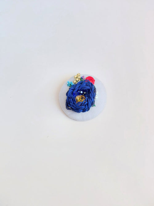 blue flower brooch 066- Handcrafted Statement Jewelry