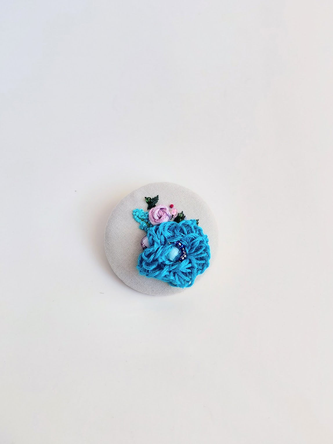 turquoise flower brooch 026- Handcrafted Statement Jewelry