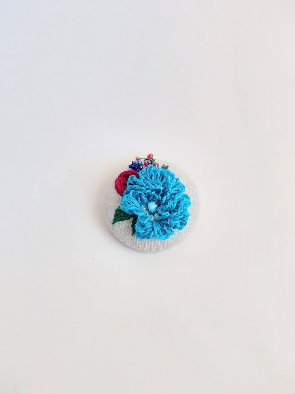 turquoise flower brooch 027- Handcrafted Statement Jewelry