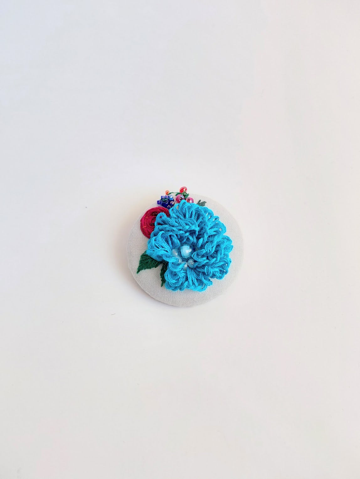 turquoise flower brooch 027- Handcrafted Statement Jewelry