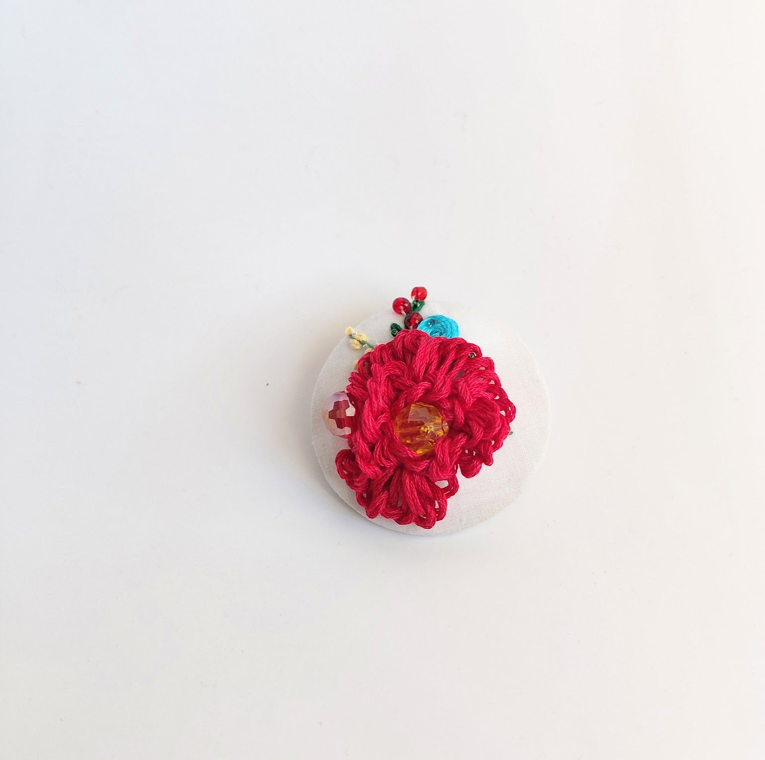 red flower brooch 029- Handcrafted Statement Jewelry