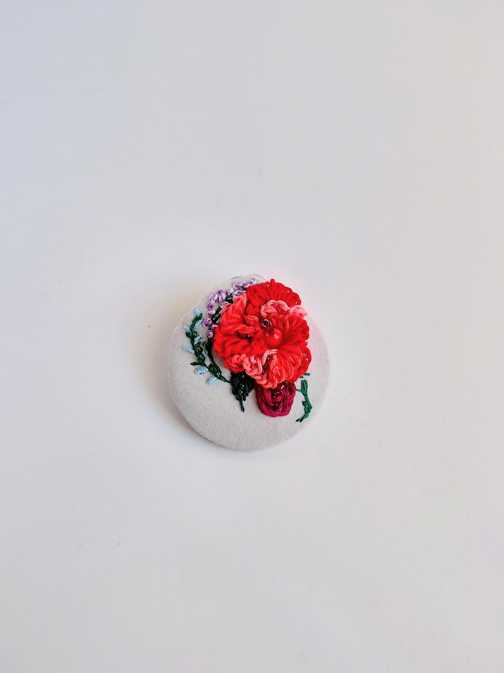 red flower brooch 032- Handcrafted Statement Jewelry