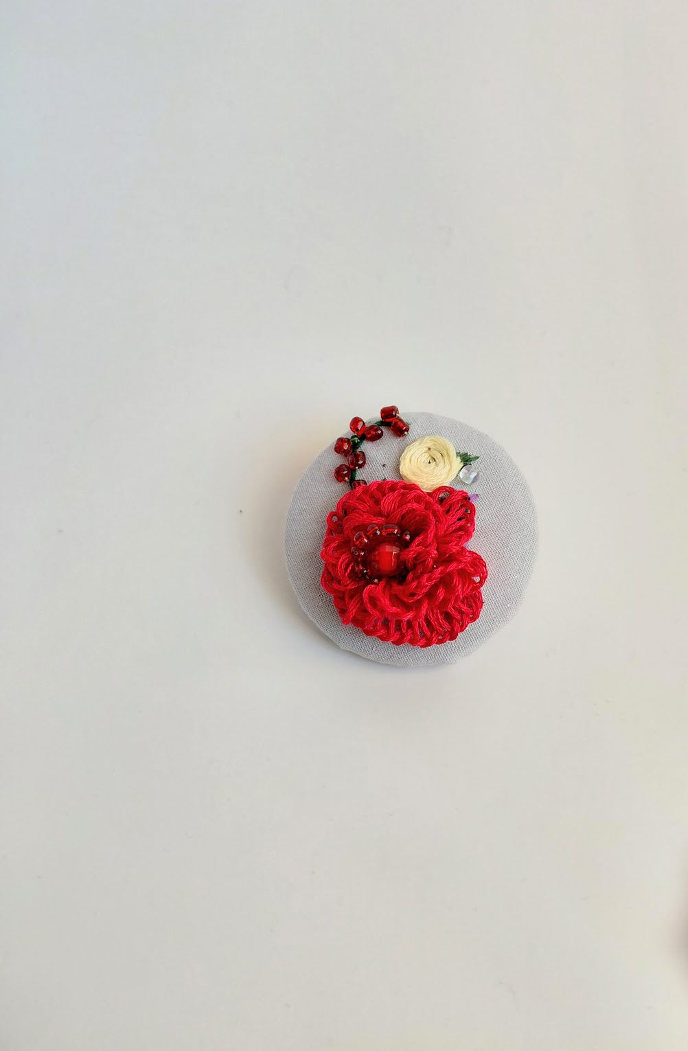 red flower brooch 033- Handcrafted Statement Jewelry
