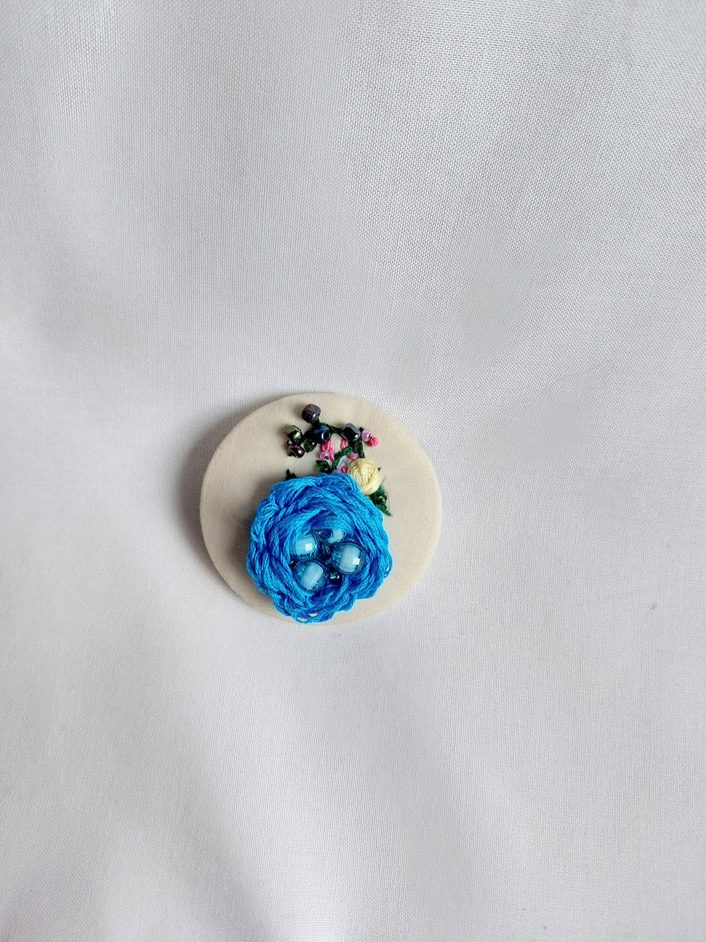 turquoise flower brooch 032- Handcrafted Statement Jewelry