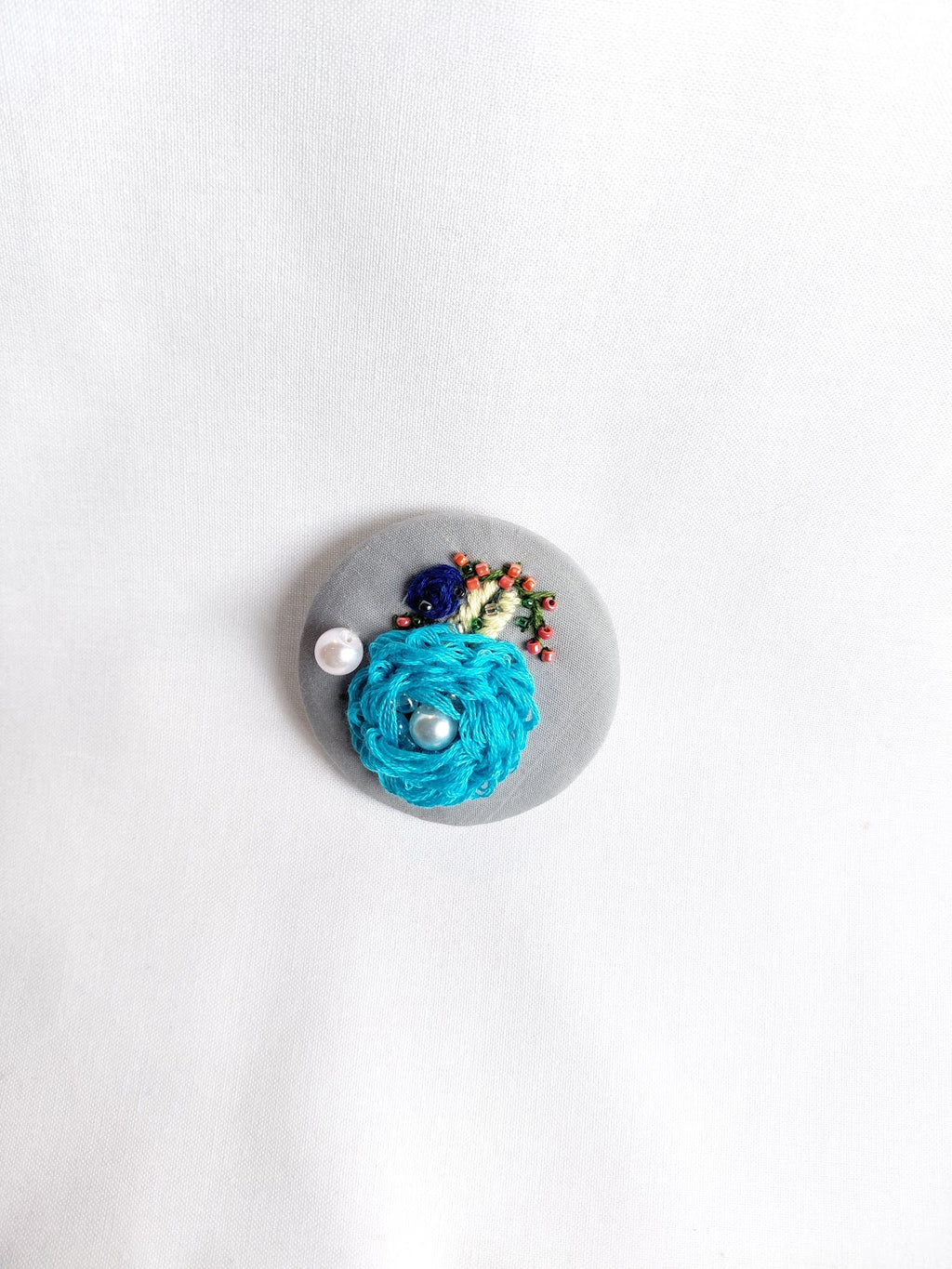 turquoise flower brooch 034- Handcrafted Statement Jewelry