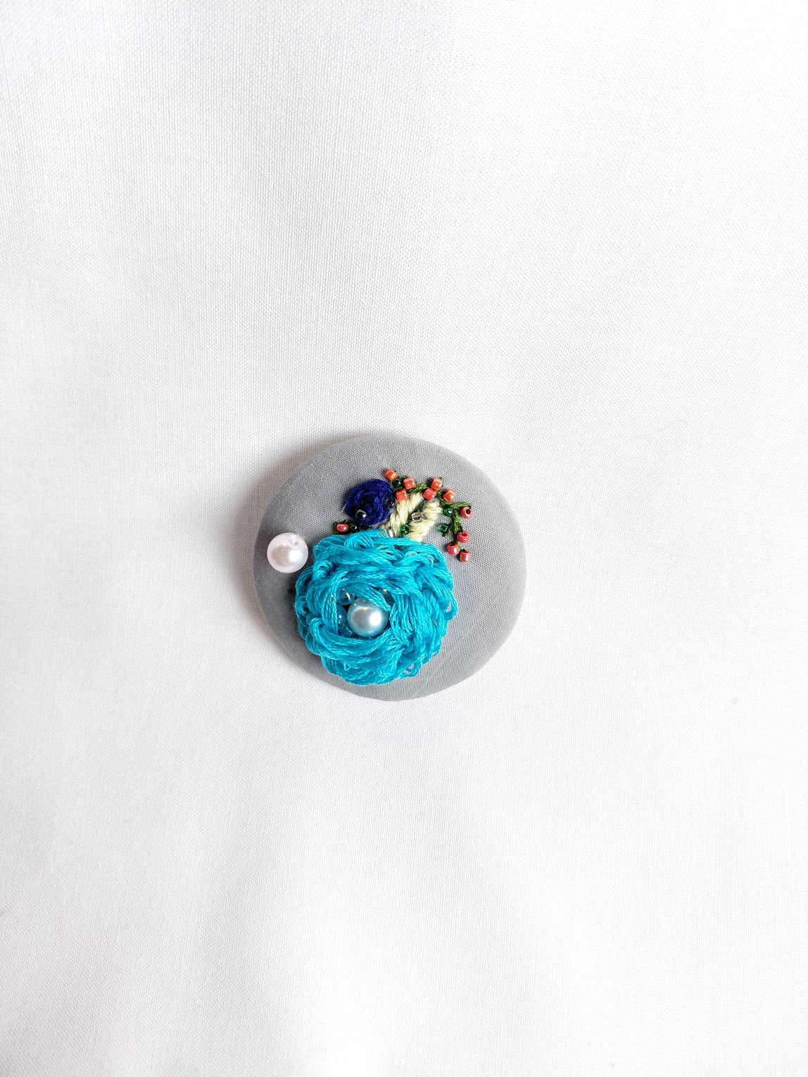 turquoise flower brooch 034- Handcrafted Statement Jewelry