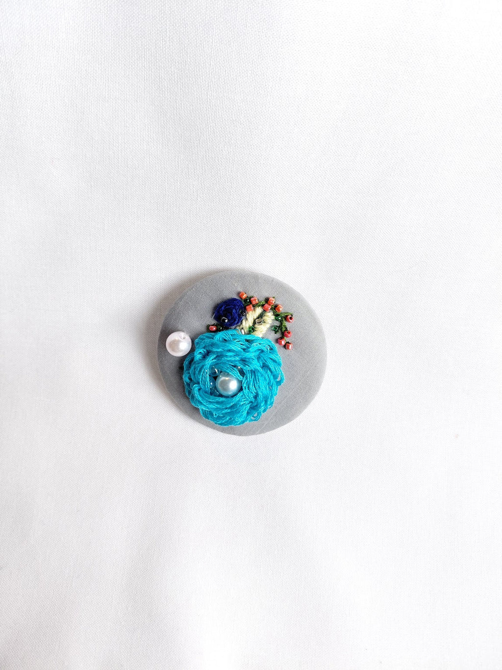 turquoise flower brooch 034