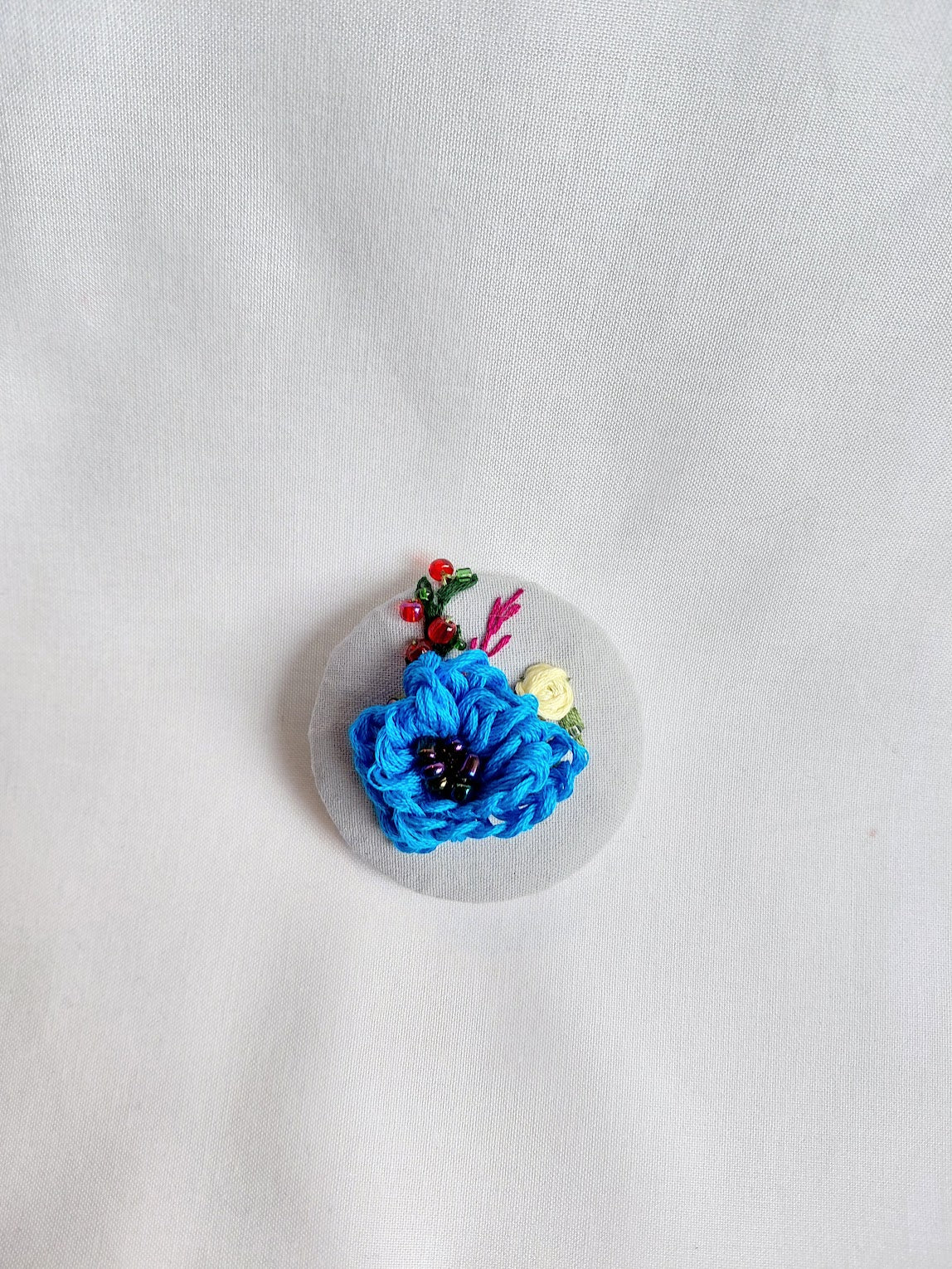 turquoise flower brooch 035- Handcrafted Statement Jewelry