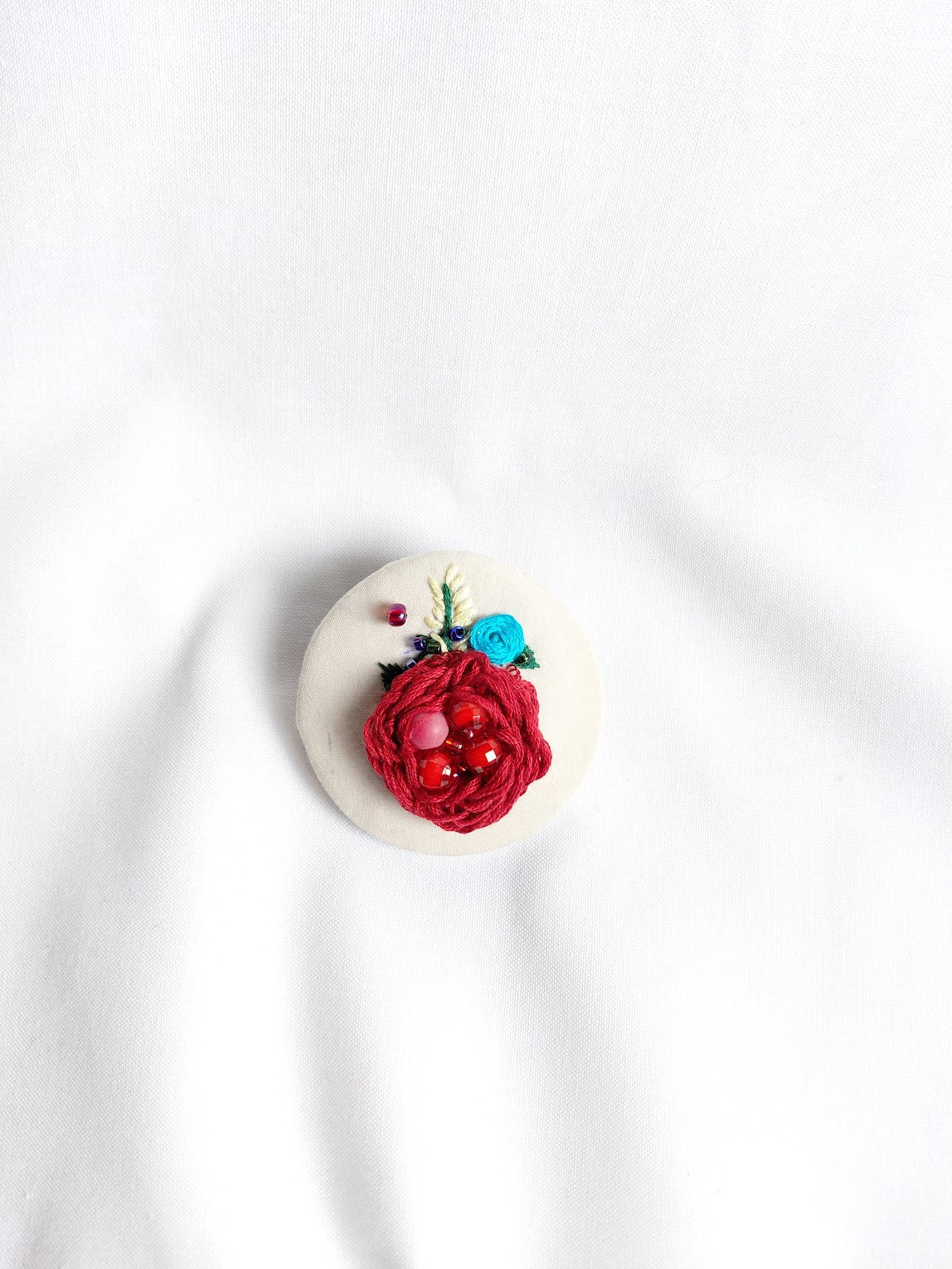 burgundy flower brooch 020