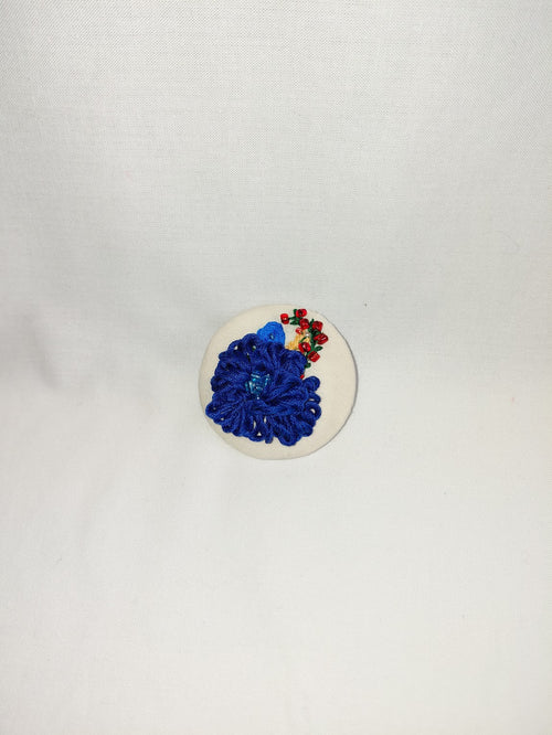blue flower brooch 073- Handcrafted Statement Jewelry