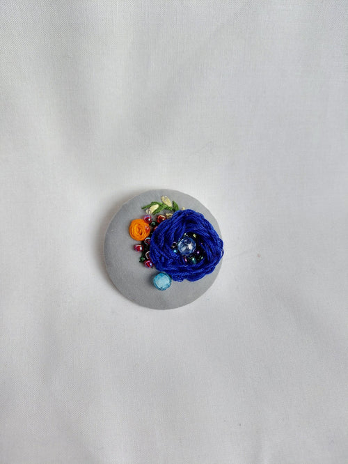 blue flower brooch 078- Handcrafted Statement Jewelry