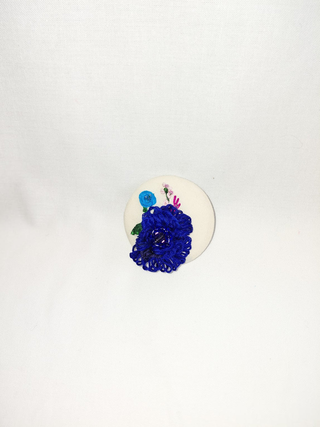 blue flower brooch 080- Handcrafted Statement Jewelry