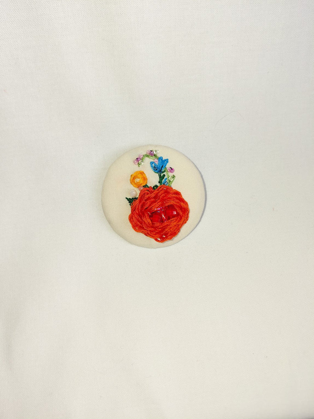 orange Flower Brooch 041- Handcrafted Statement Jewelry