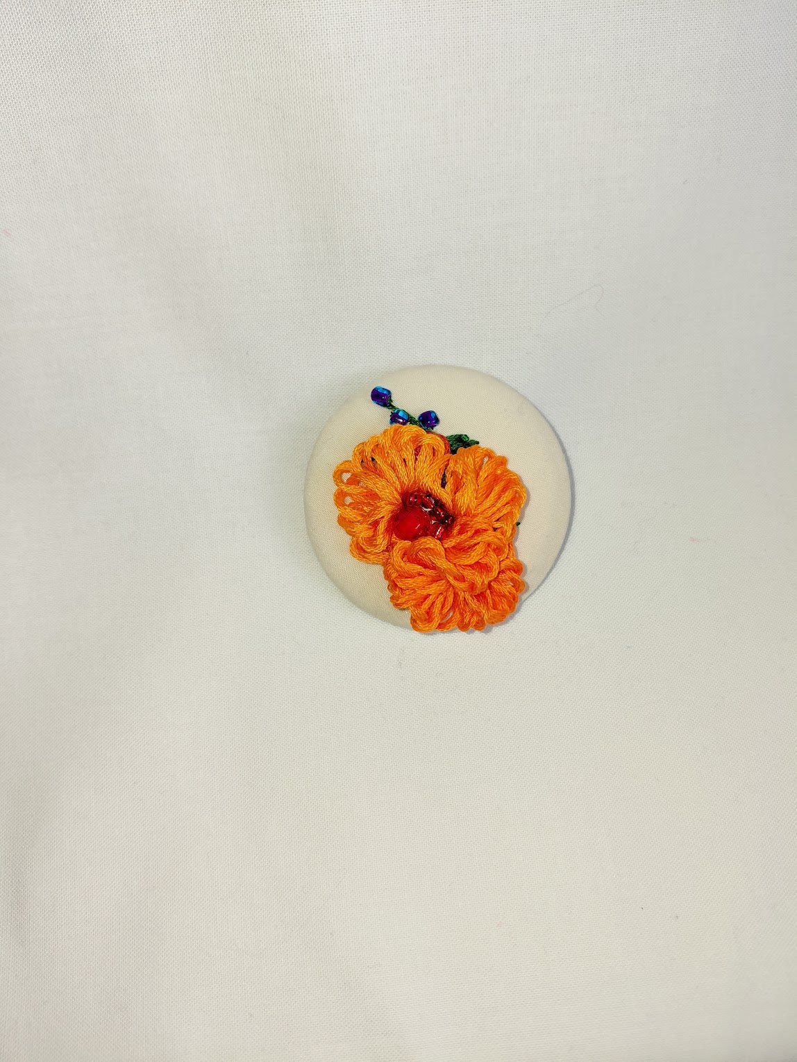 orange Flower Brooch 043- Handcrafted Statement Jewelry
