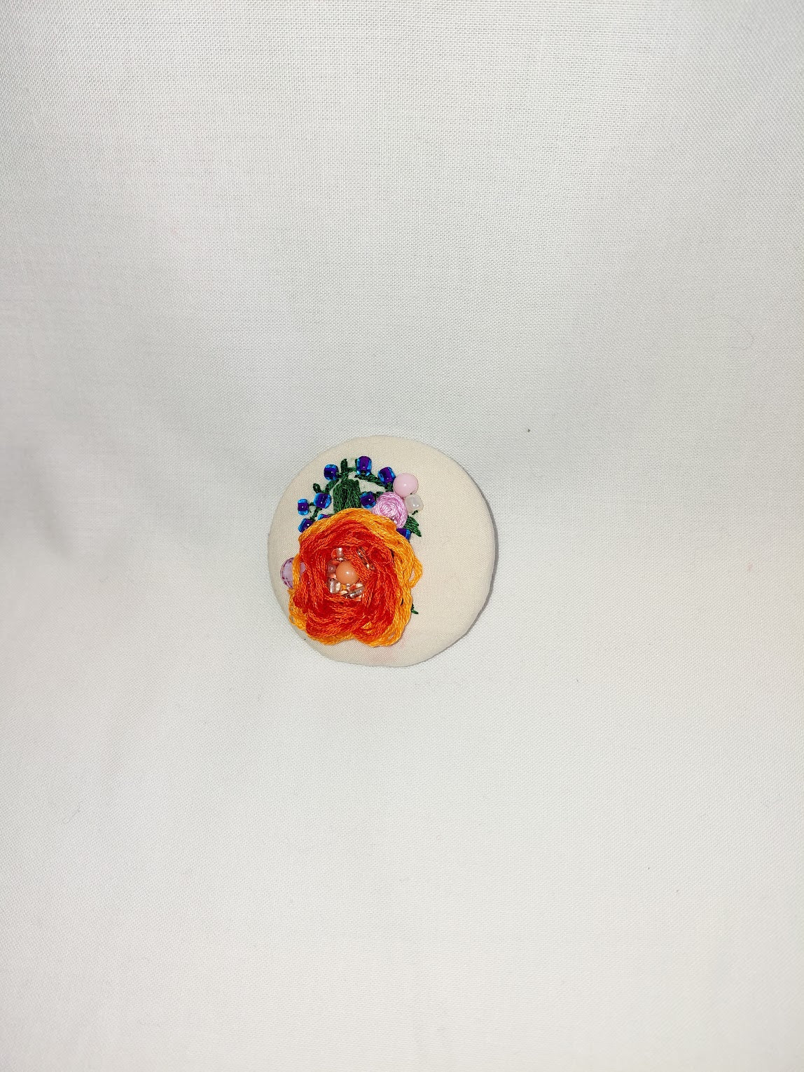 orange Flower Brooch 044- Handcrafted Statement Jewelry