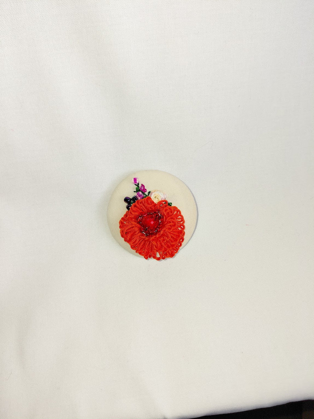 orange flower brooch 044