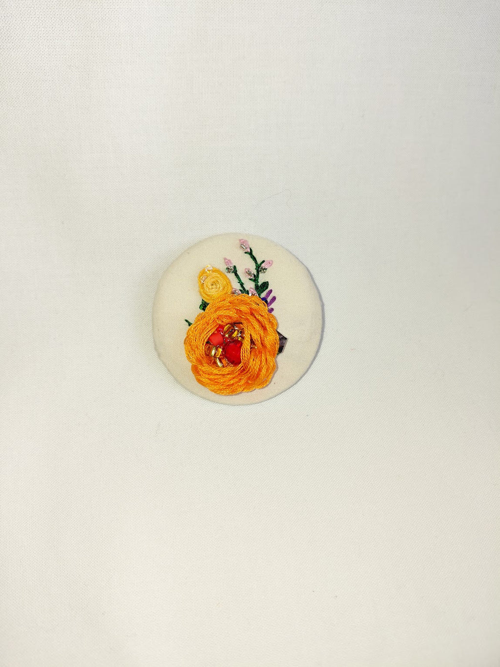 orange Flower Brooch 046- Handcrafted Statement Jewelry