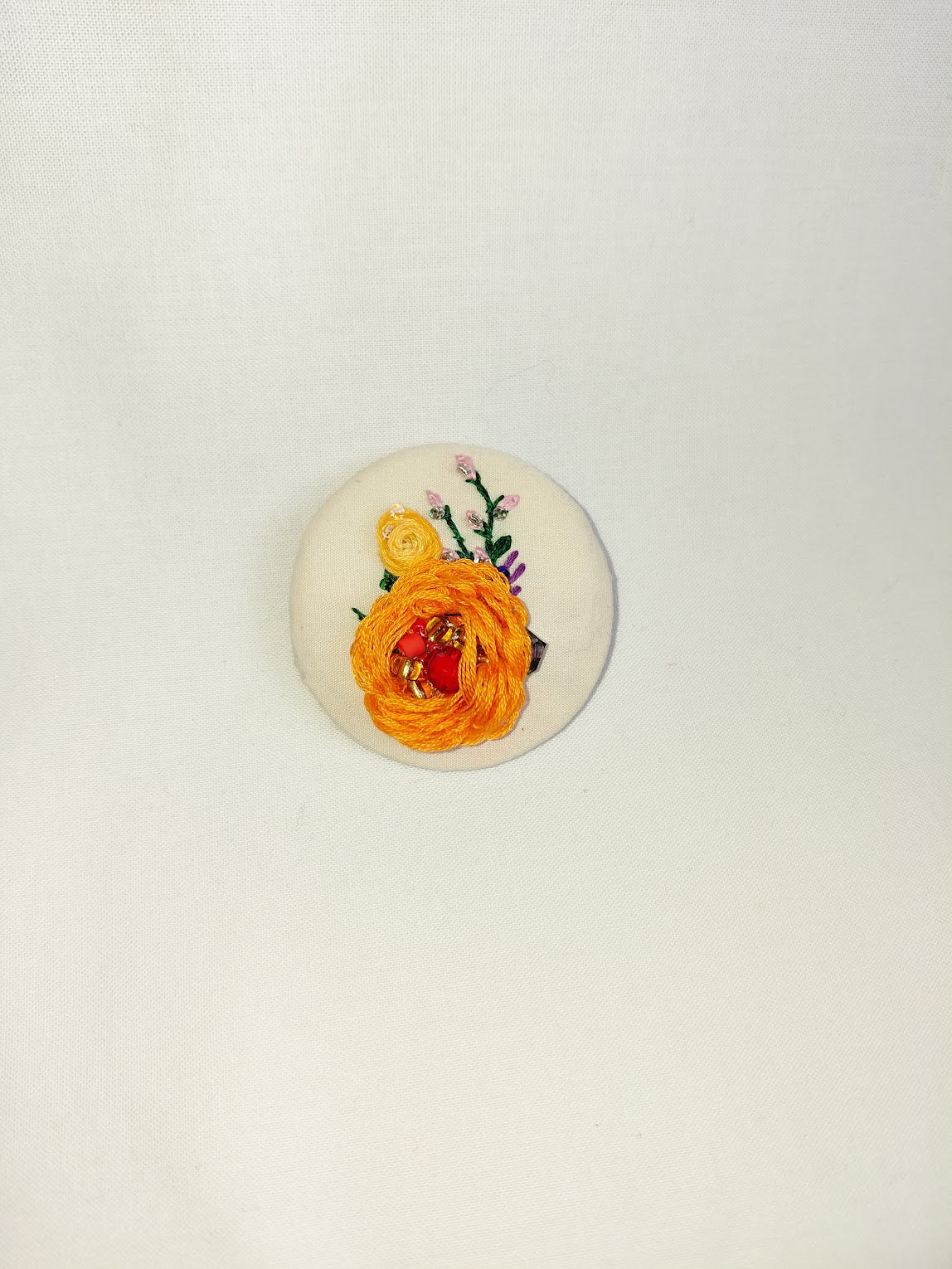 orange Flower Brooch 046- Handcrafted Statement Jewelry