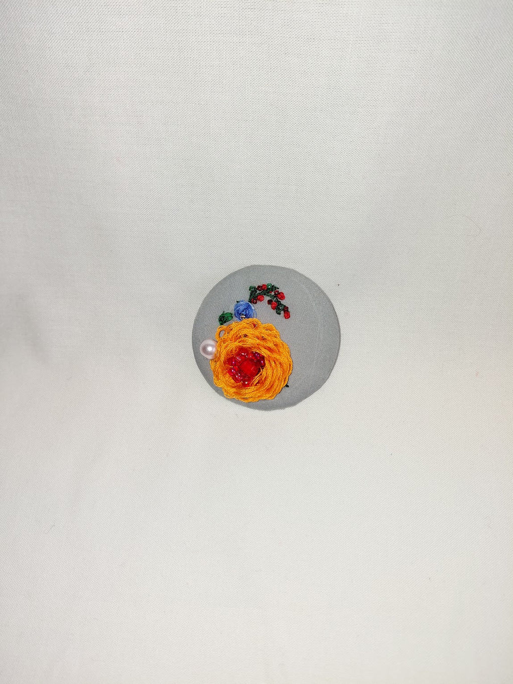 orange Flower Brooch 048- Handcrafted Statement Jewelry
