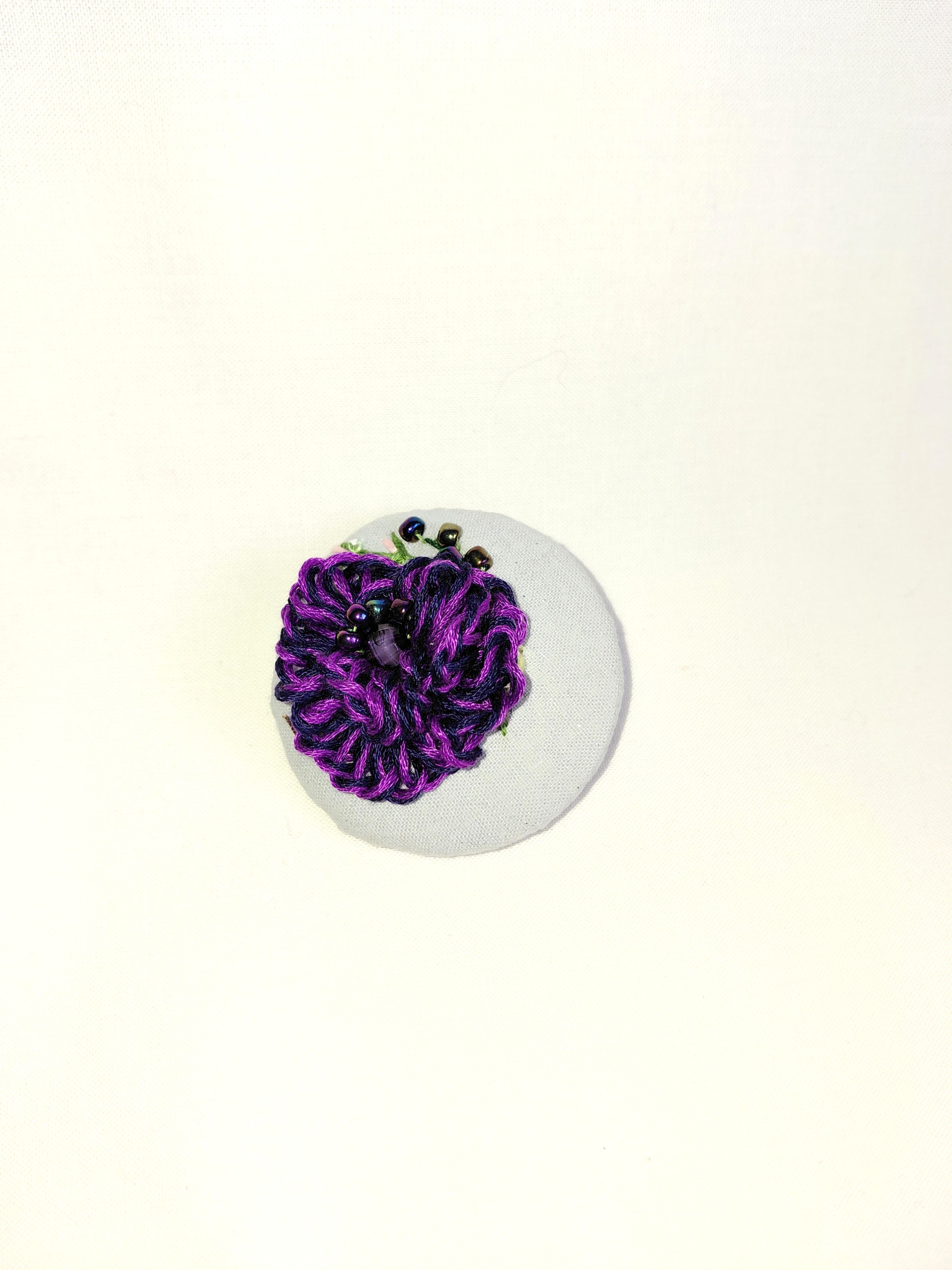 purple flower brooch 073