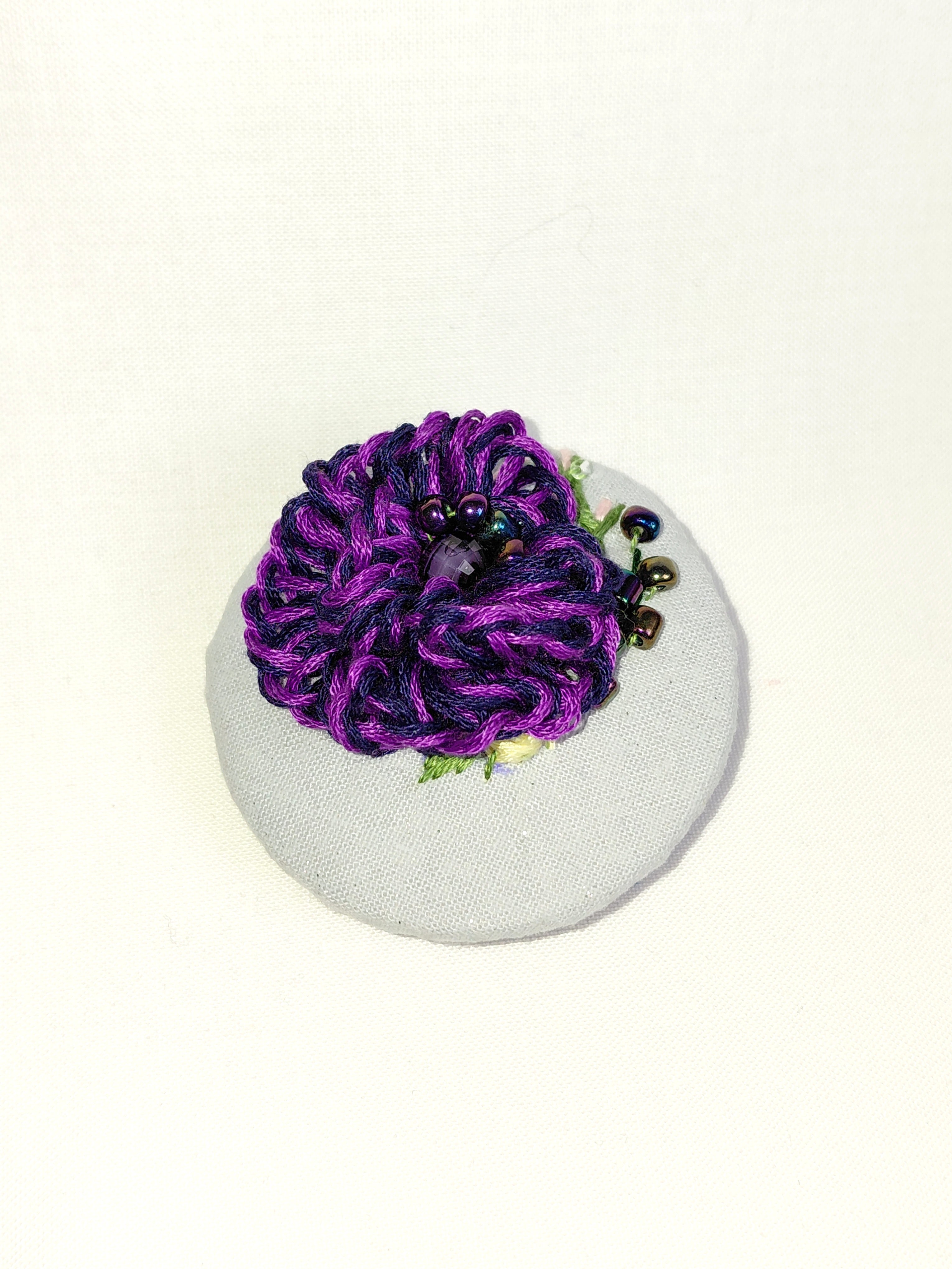 purple flower brooch 073