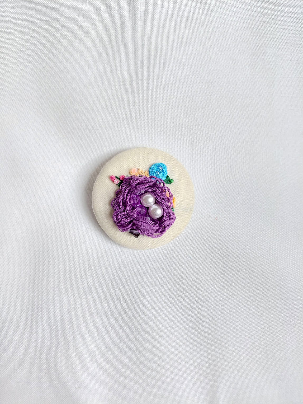 purple flower brooch 076- Handcrafted Statement Jewelry