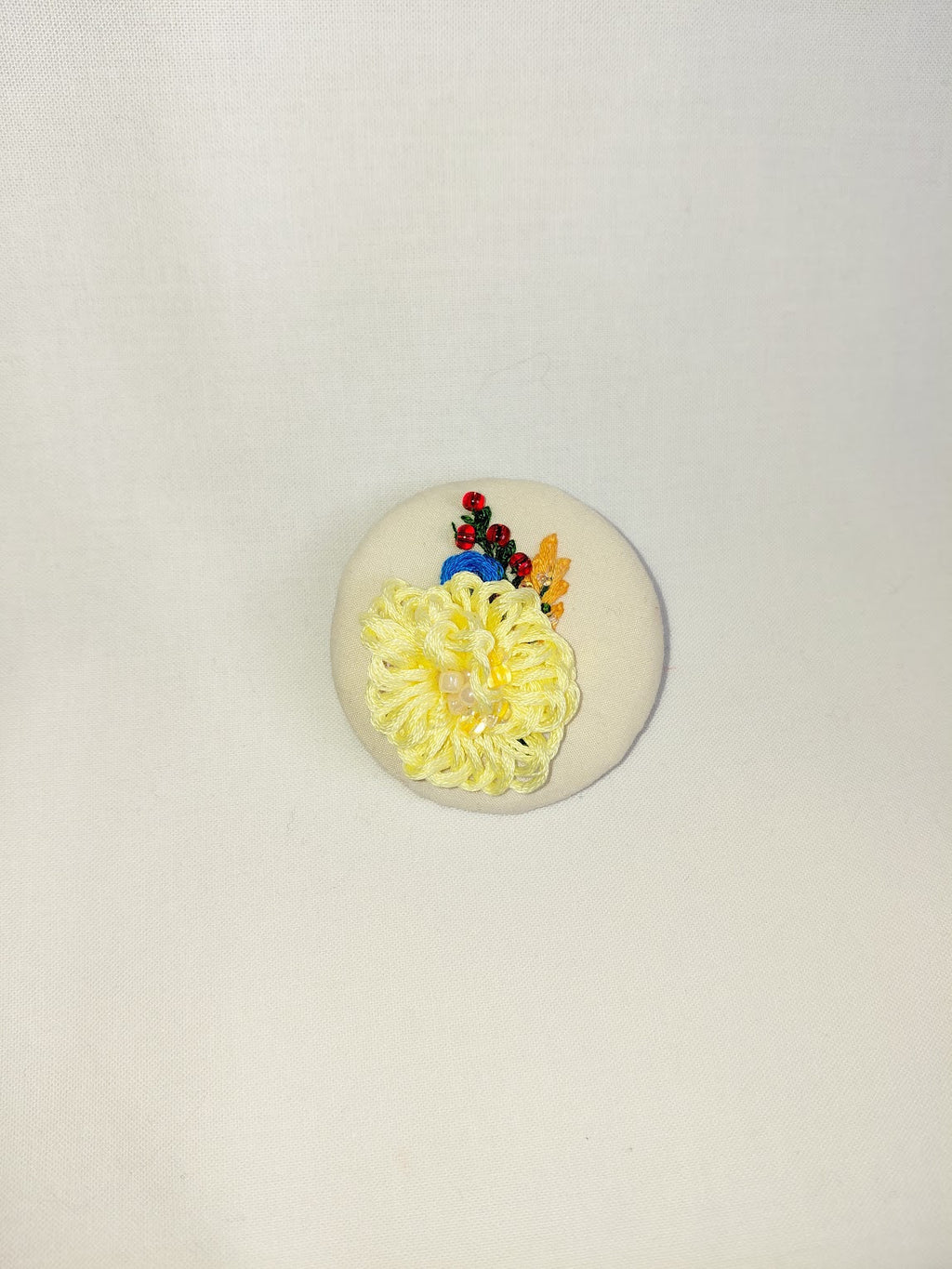 yellow flower brooch 050- Handcrafted Statement Jewelry