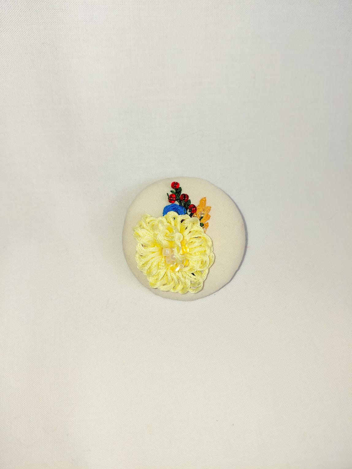 yellow flower brooch 050- Handcrafted Statement Jewelry