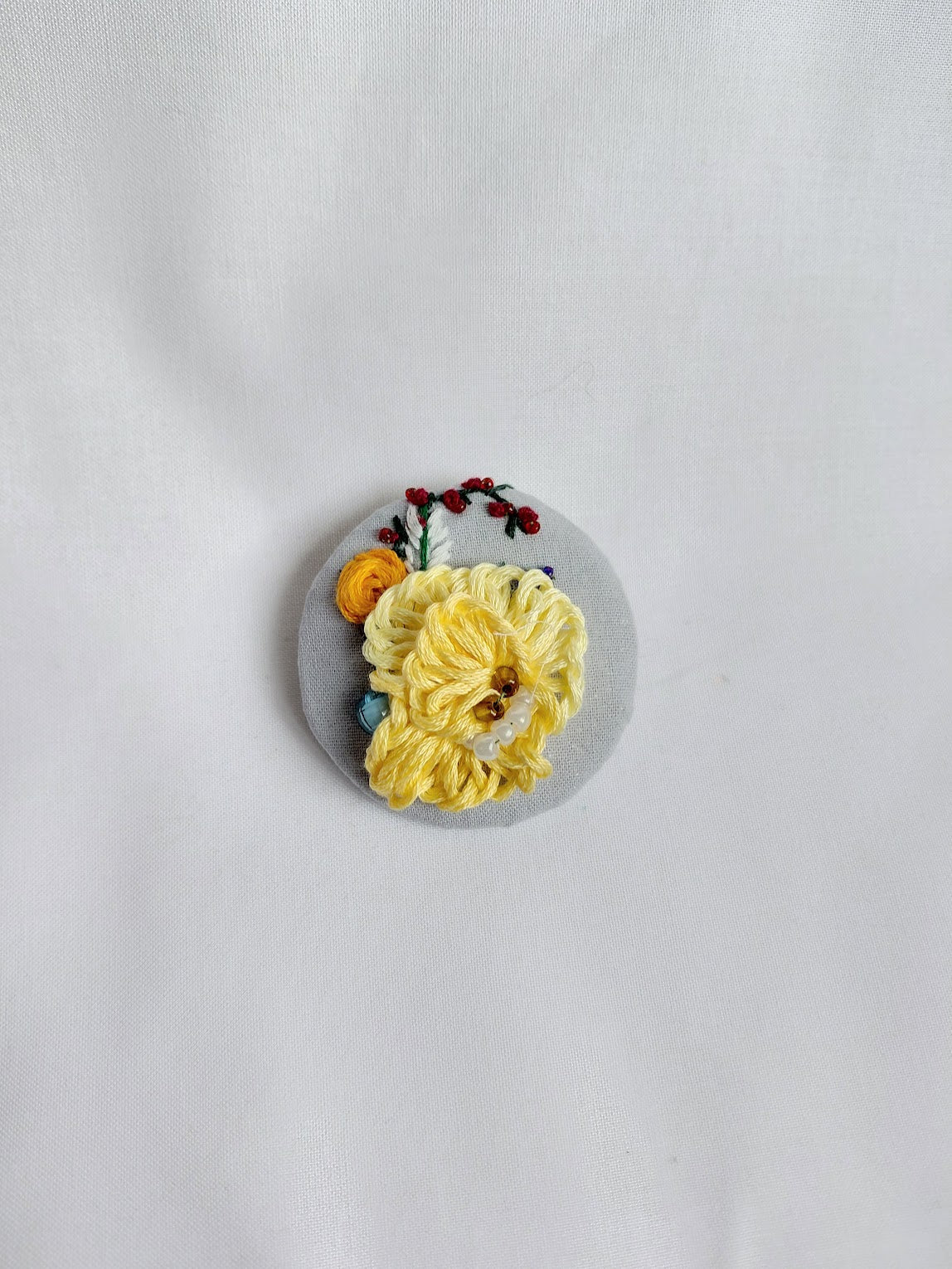 yellow flower brooch 055- Handcrafted Statement Jewelry