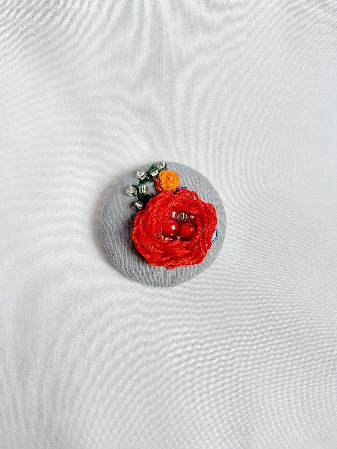 red flower brooch 039- Handcrafted Statement Jewelry