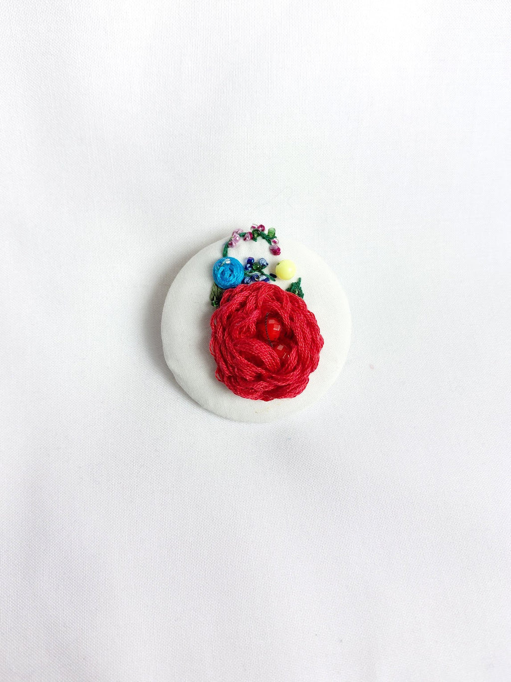 red flower brooch 040- Handcrafted Statement Jewelry
