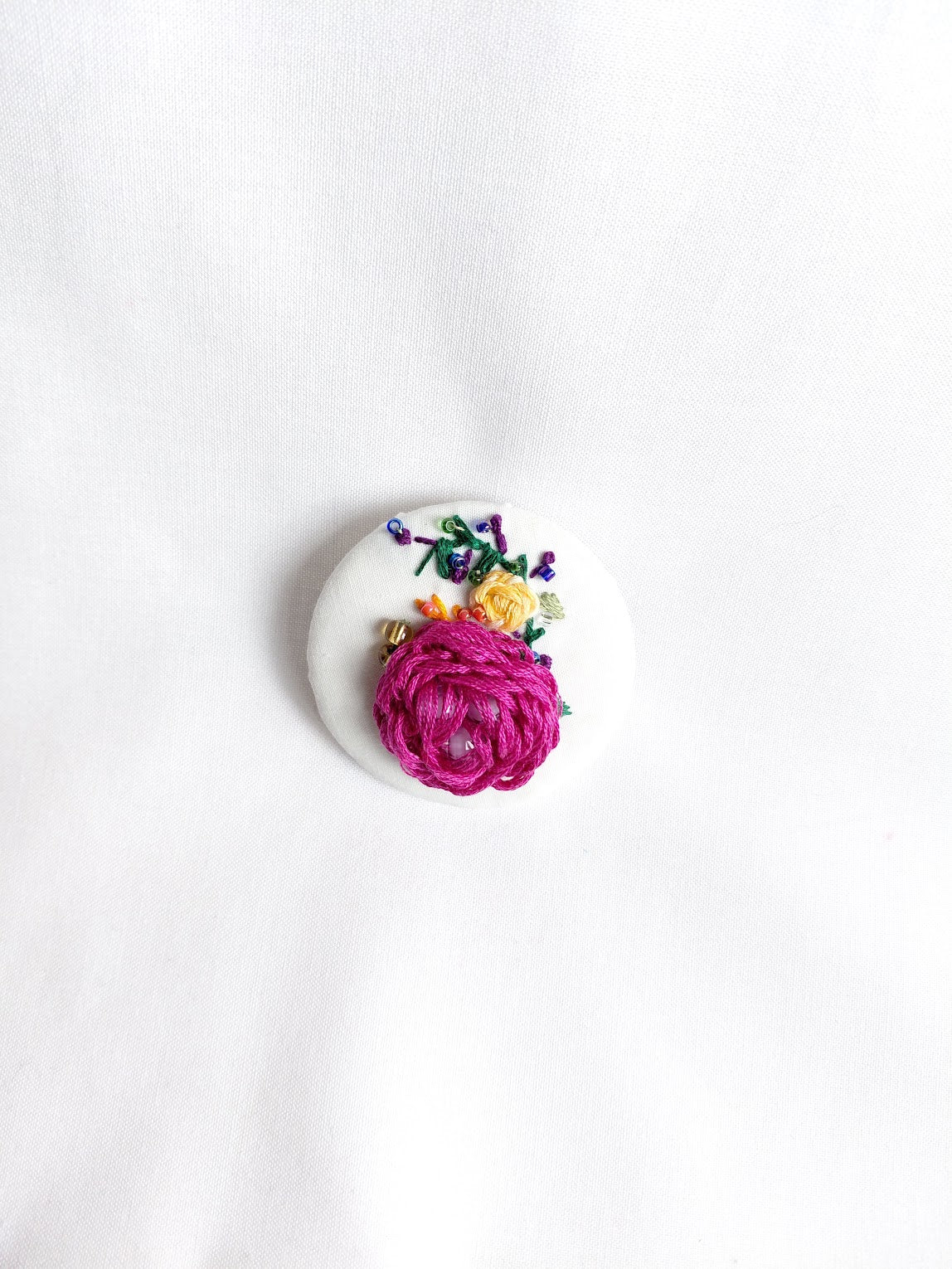 fuschia flower brooch 035
