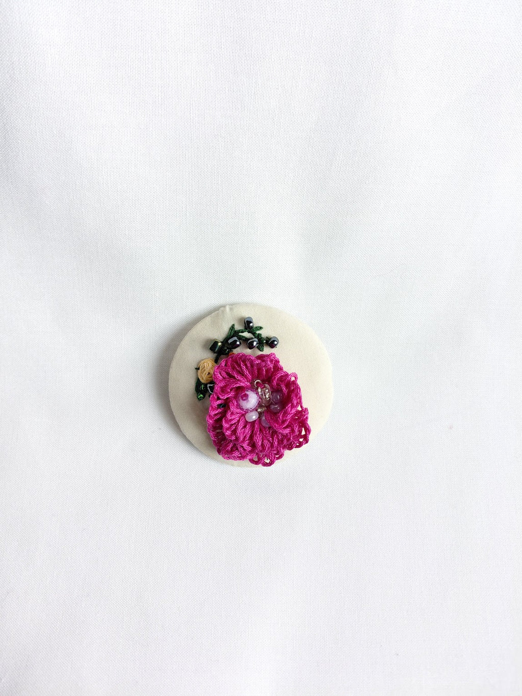 fuschia flower brooch 041- Handcrafted Statement Jewelry