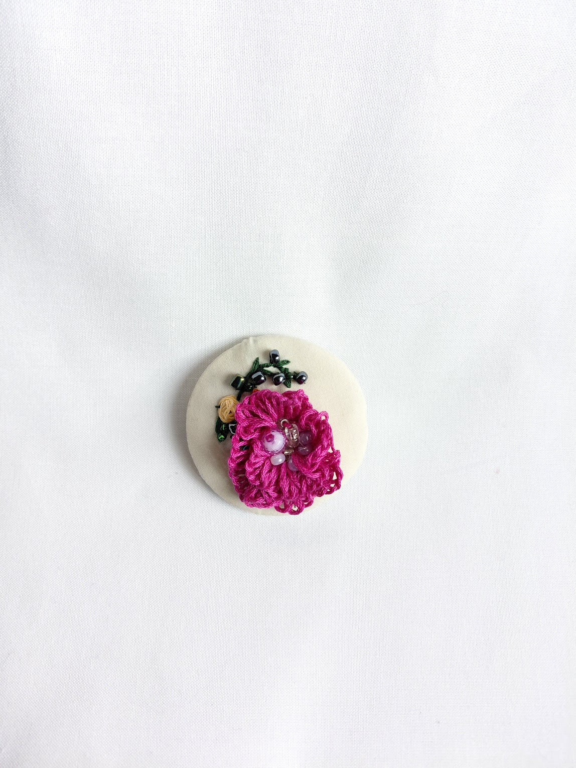 fuschia flower brooch 041- Handcrafted Statement Jewelry