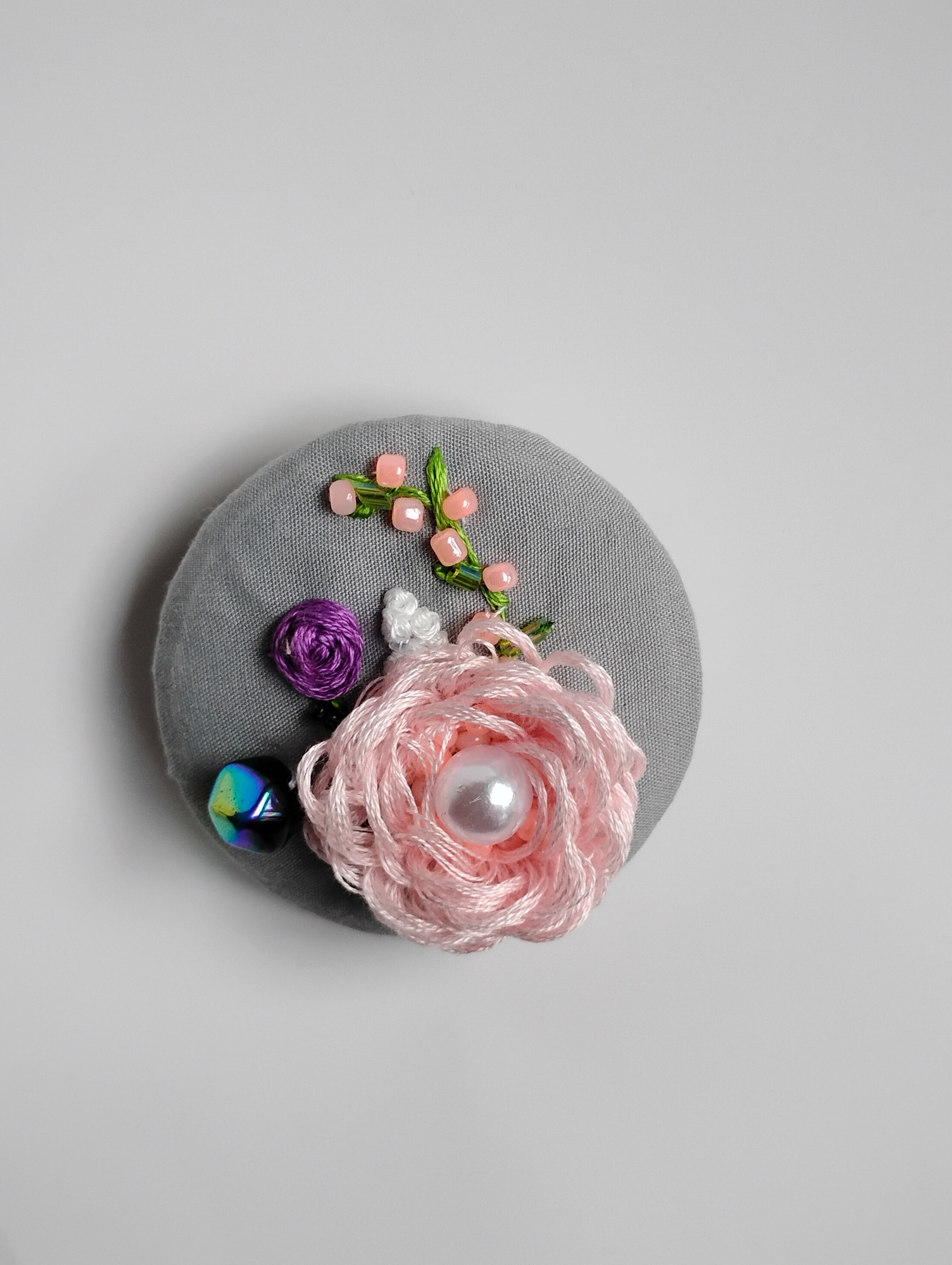 pink flower brooch 002- Handcrafted Statement Jewelry