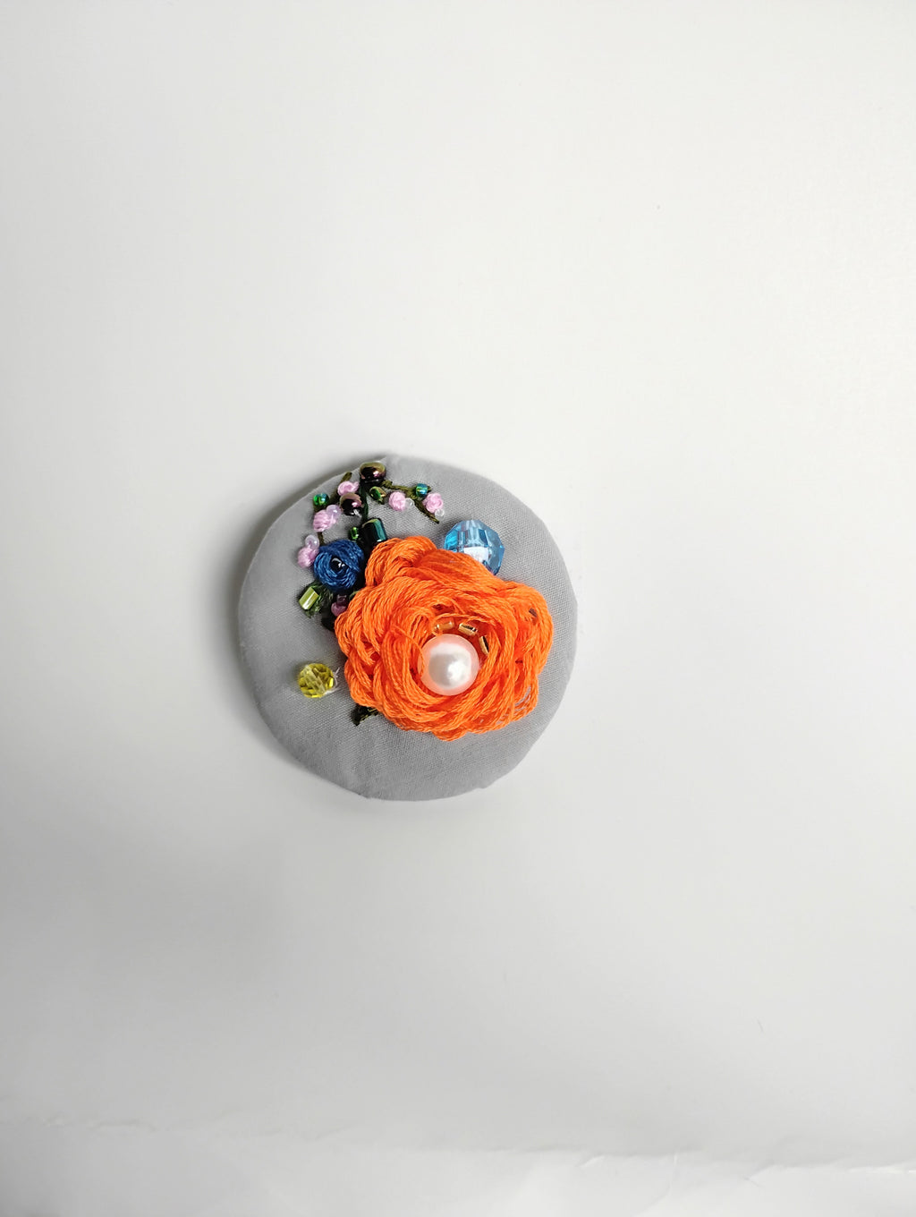 orange Flower Brooch 008- Handcrafted Statement Jewelry