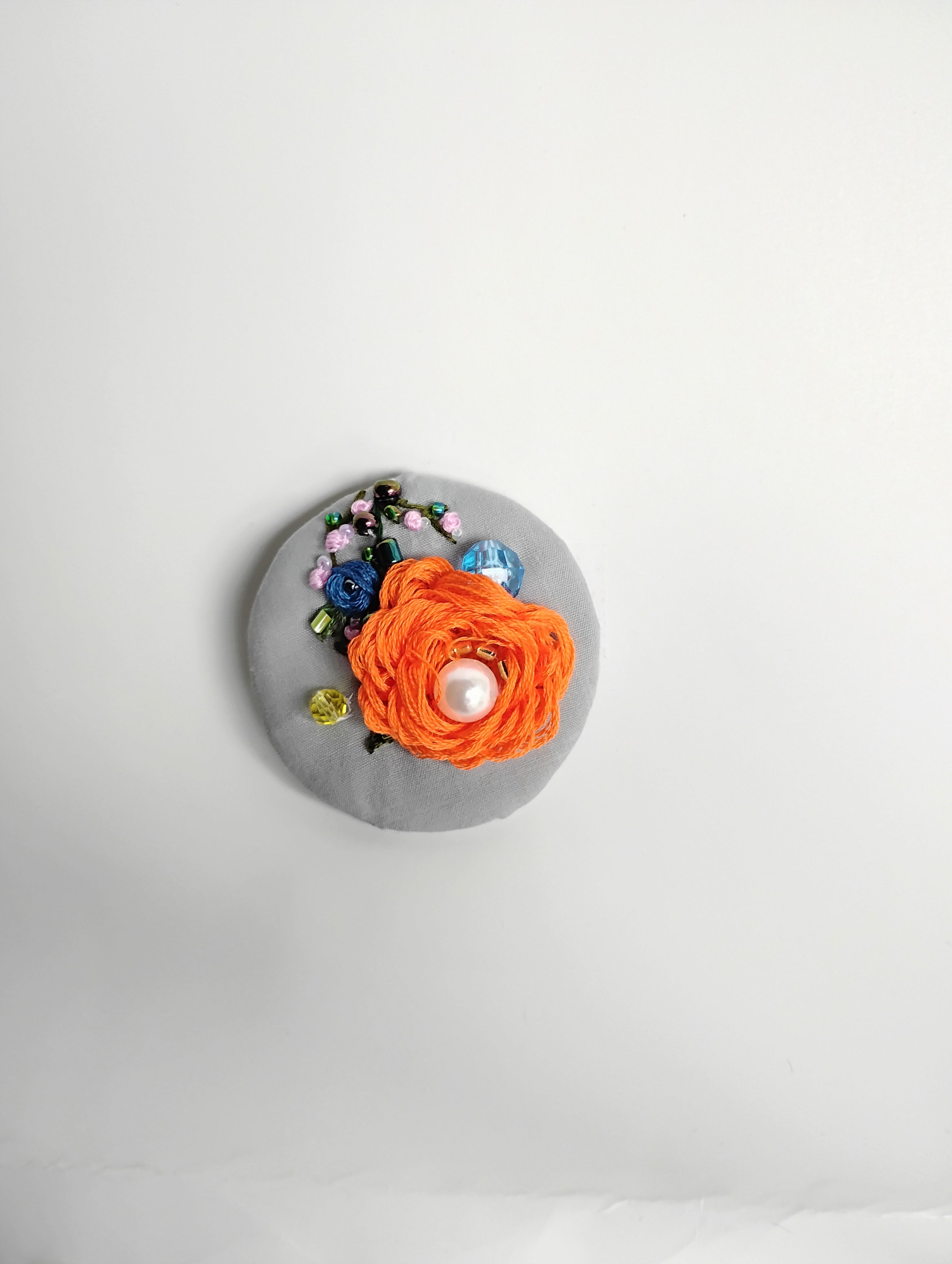 orange Flower Brooch 008- Handcrafted Statement Jewelry