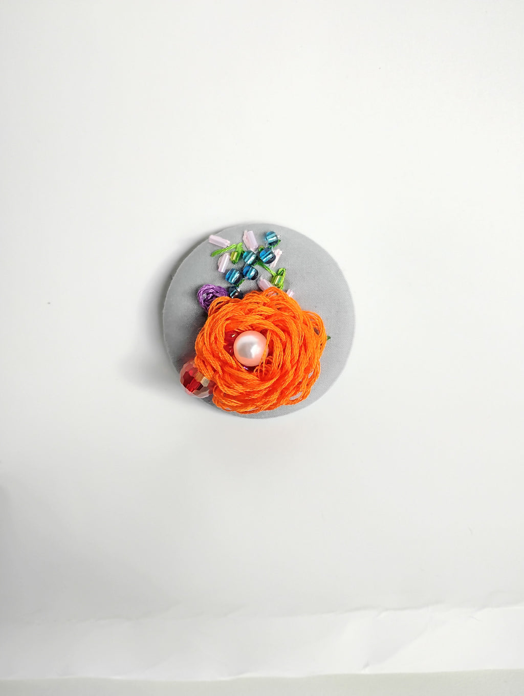 orange Flower Brooch 006- Handcrafted Statement Jewelry