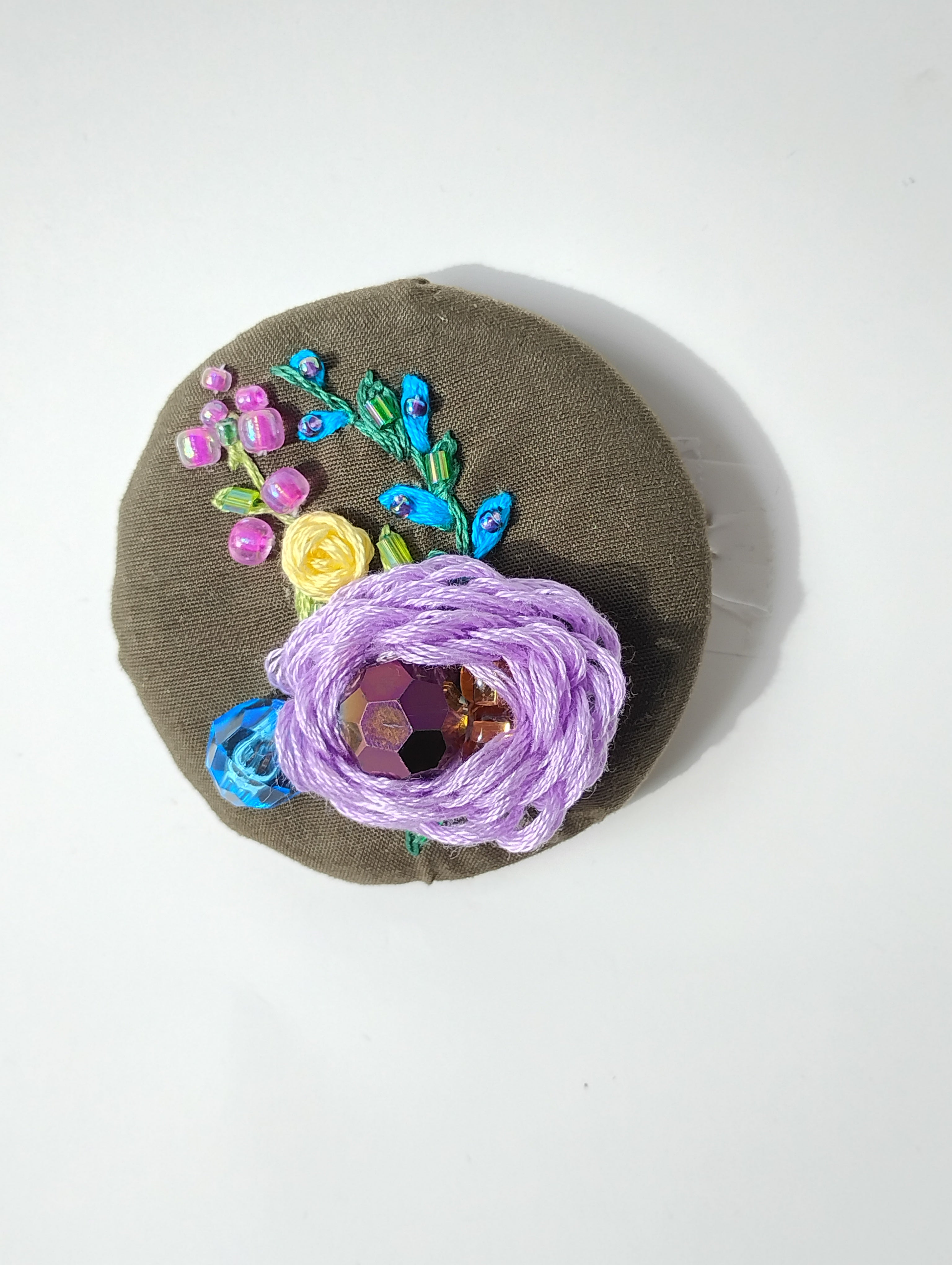 purple Flower Brooch 001- Handcrafted Statement Jewelry